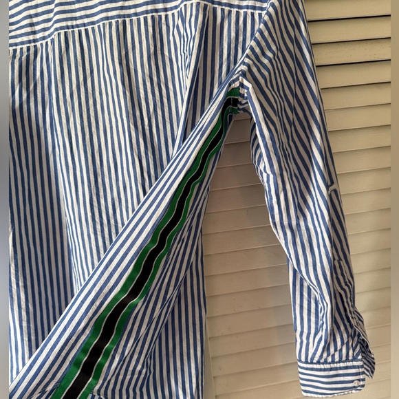 Zara Blue & White Stripped Button Down with Side Stripes - Picture 2 of 6